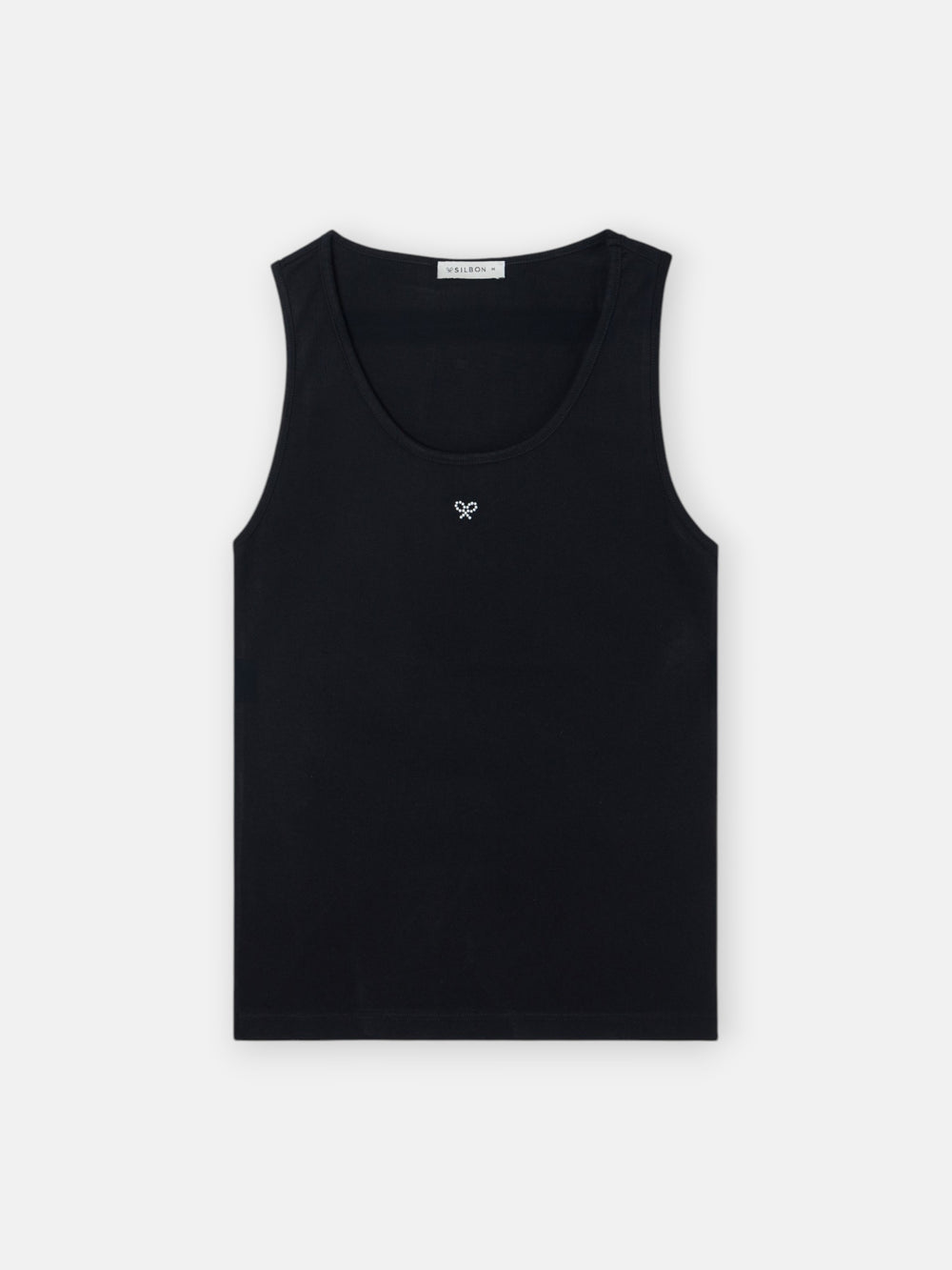 Camiseta tank woman negra aplicacion perla