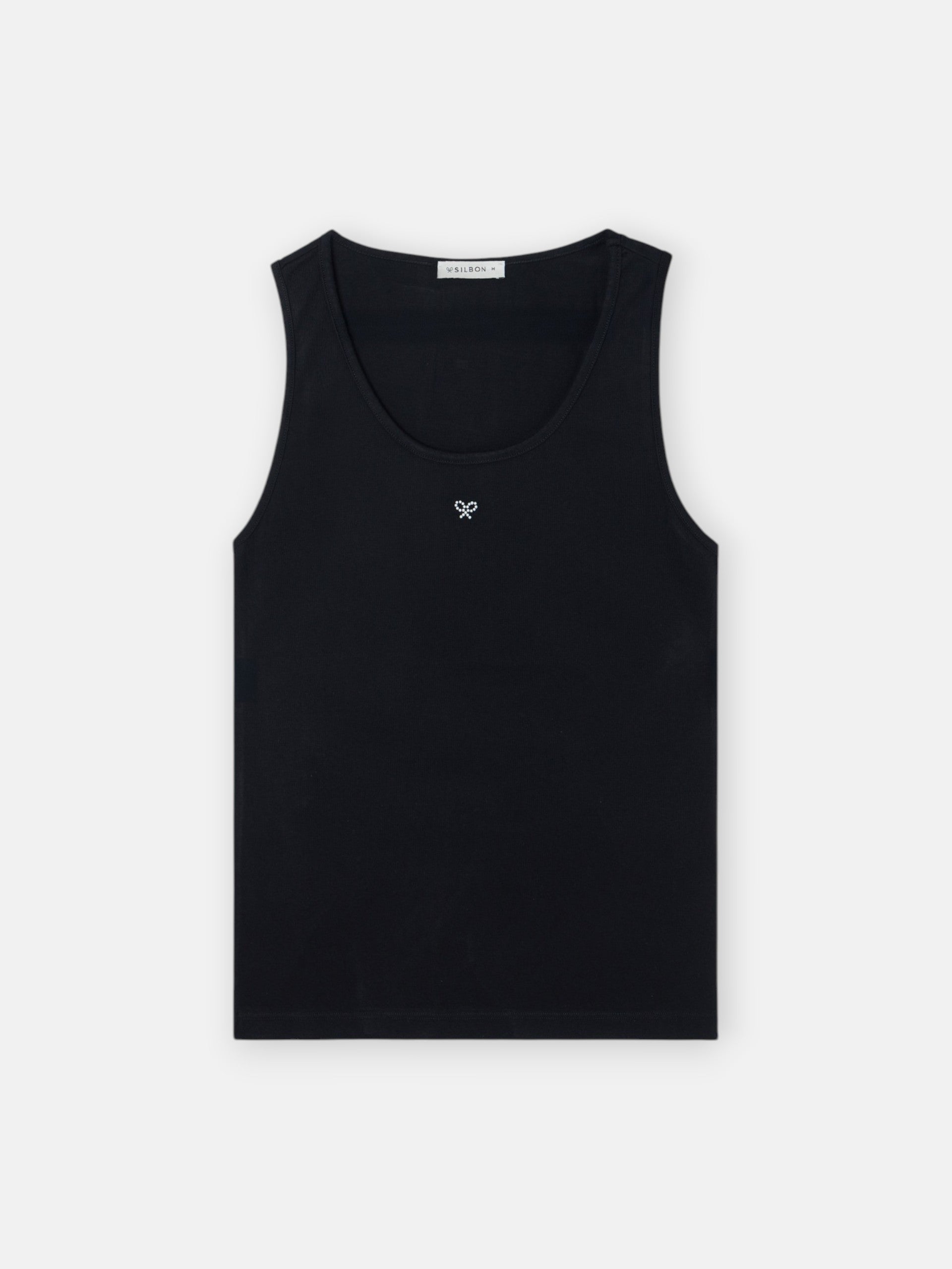 Camisola tank mulher preta aplicação pérola