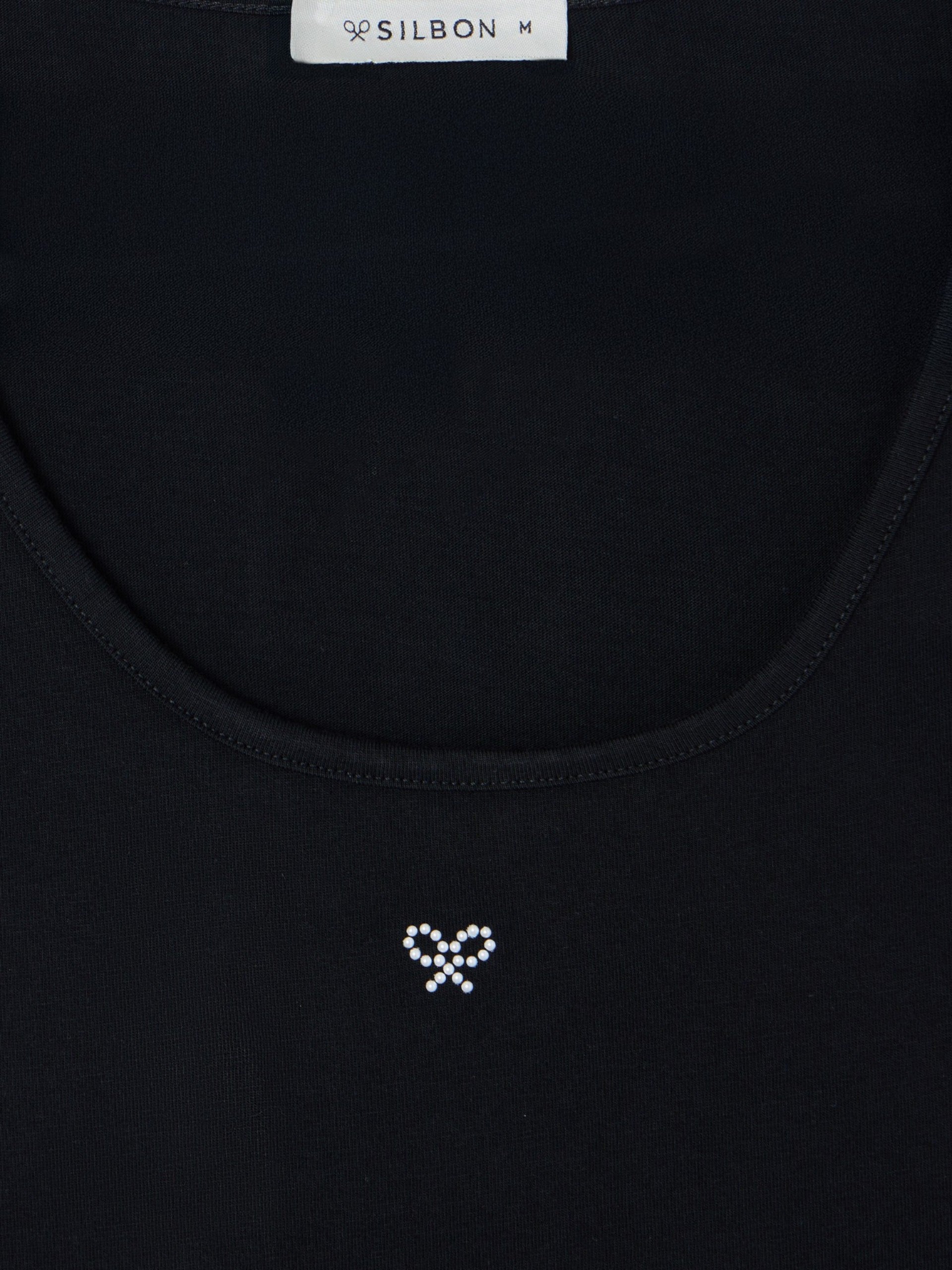 Camisola tank mulher preta aplicação pérola