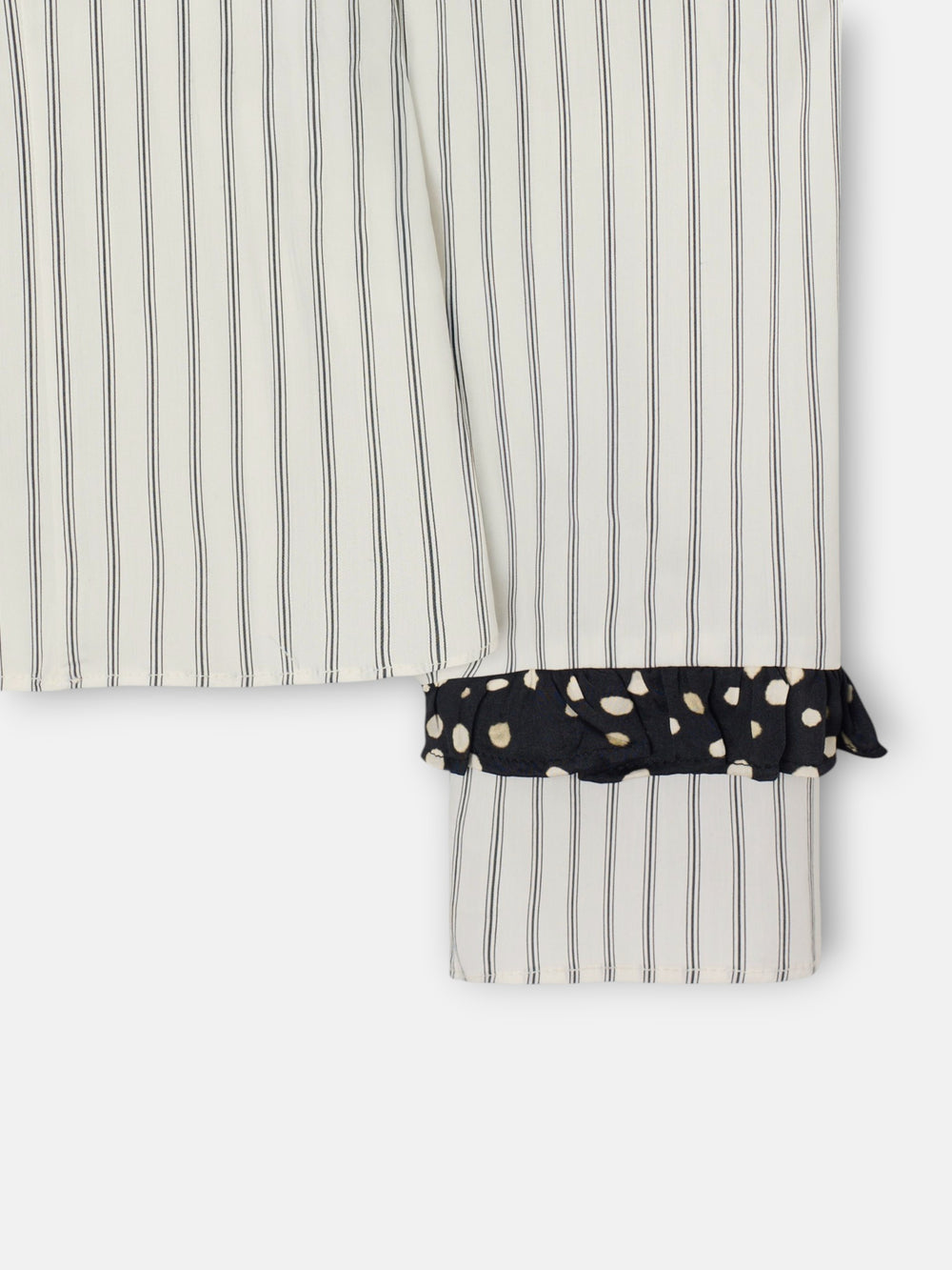 Camisa estampado combinado rayas y lunares blanca