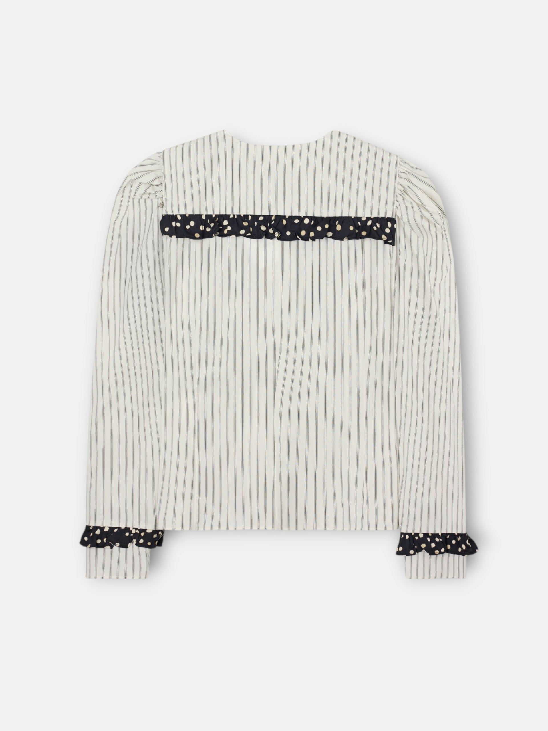 Camisa estampado combinado rayas y lunares blanca