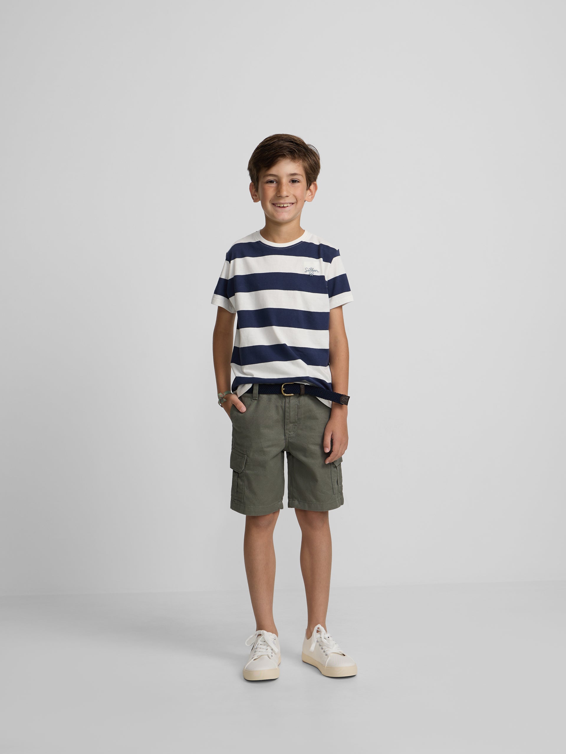 Green kids' cargo Bermuda shorts