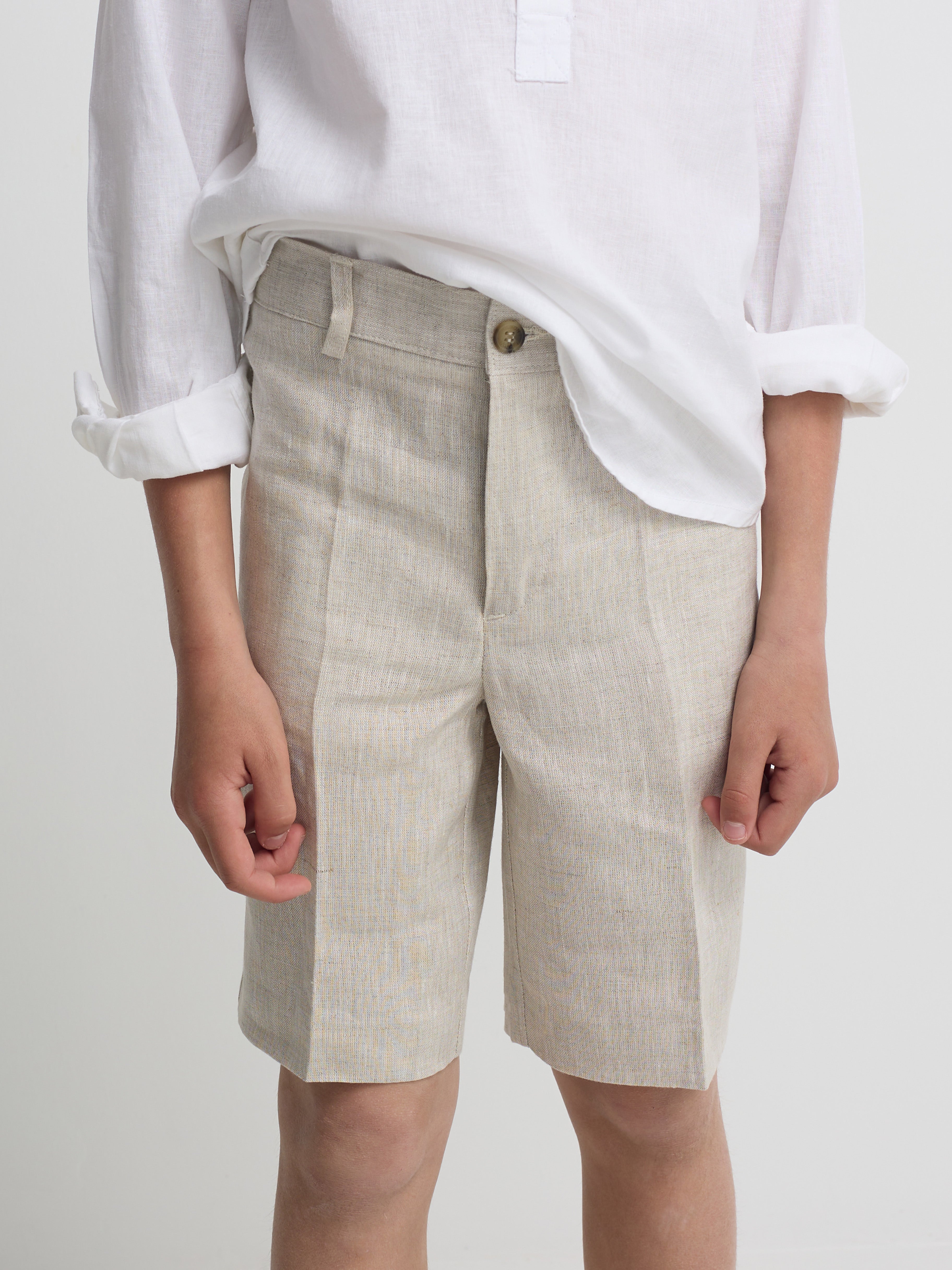 Bermuda kids lino beige medio