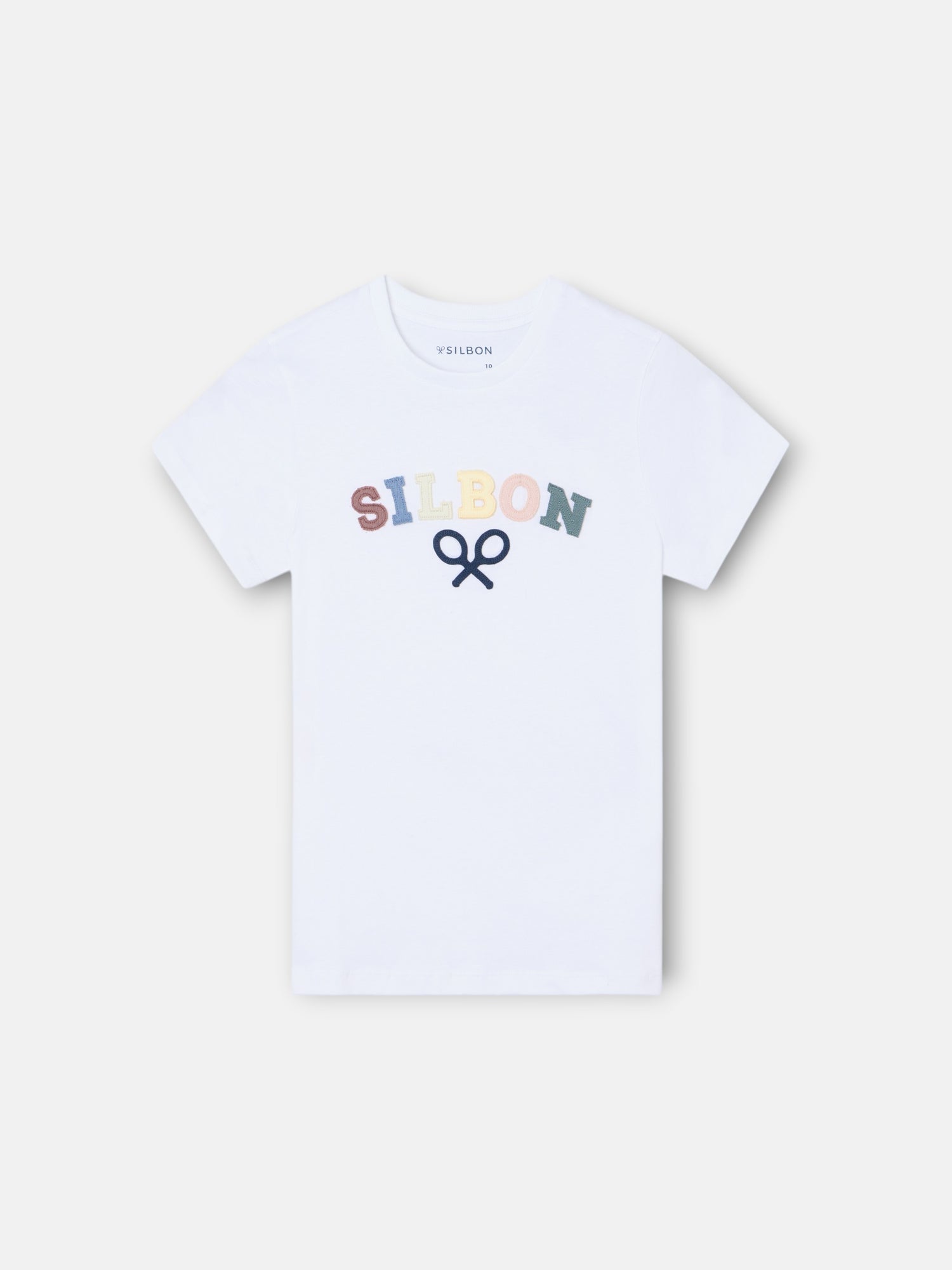 Camiseta kids Silbon raqueta media multicolor blanco