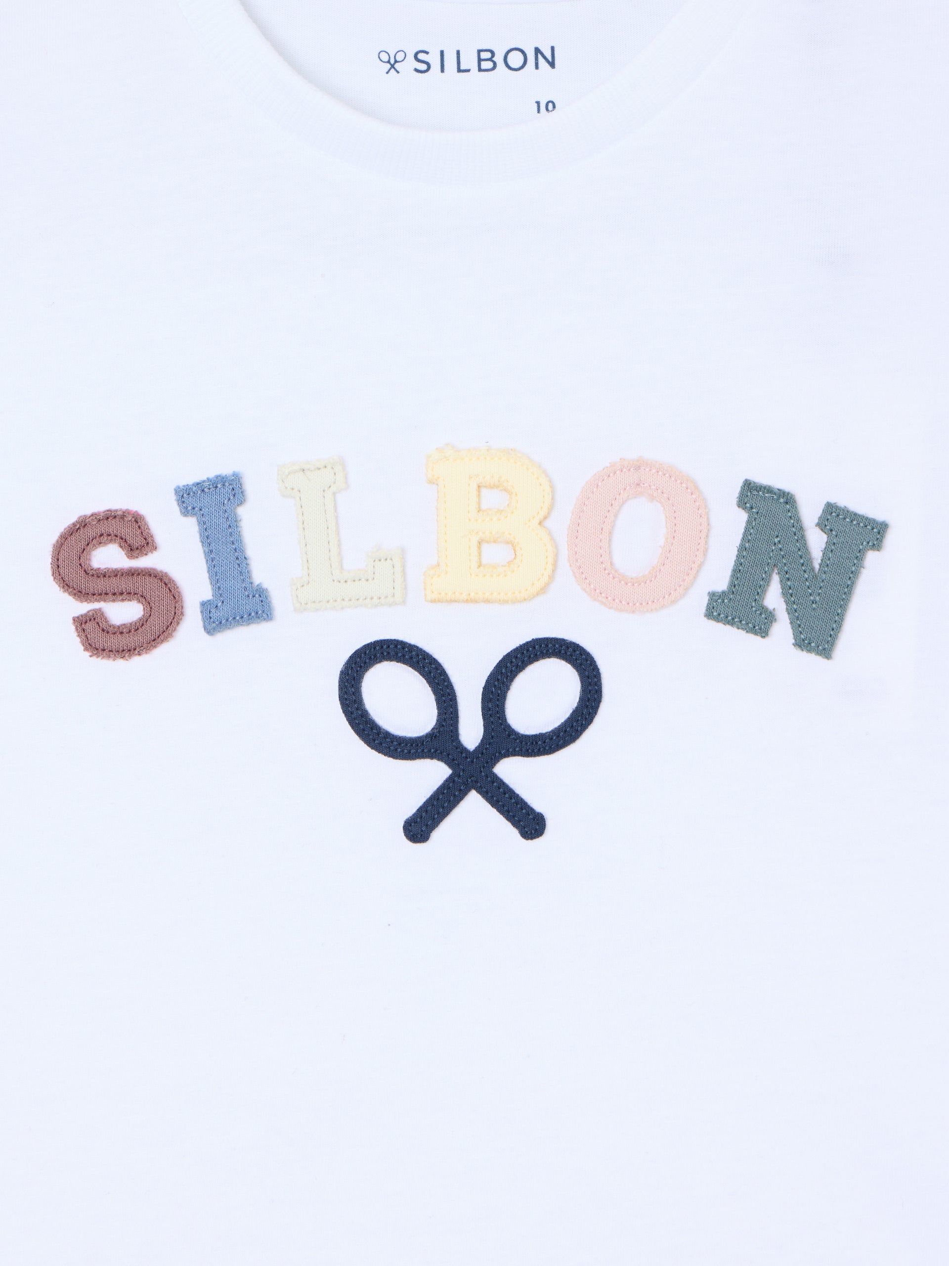 Camiseta kids Silbon raqueta media multicolor blanco