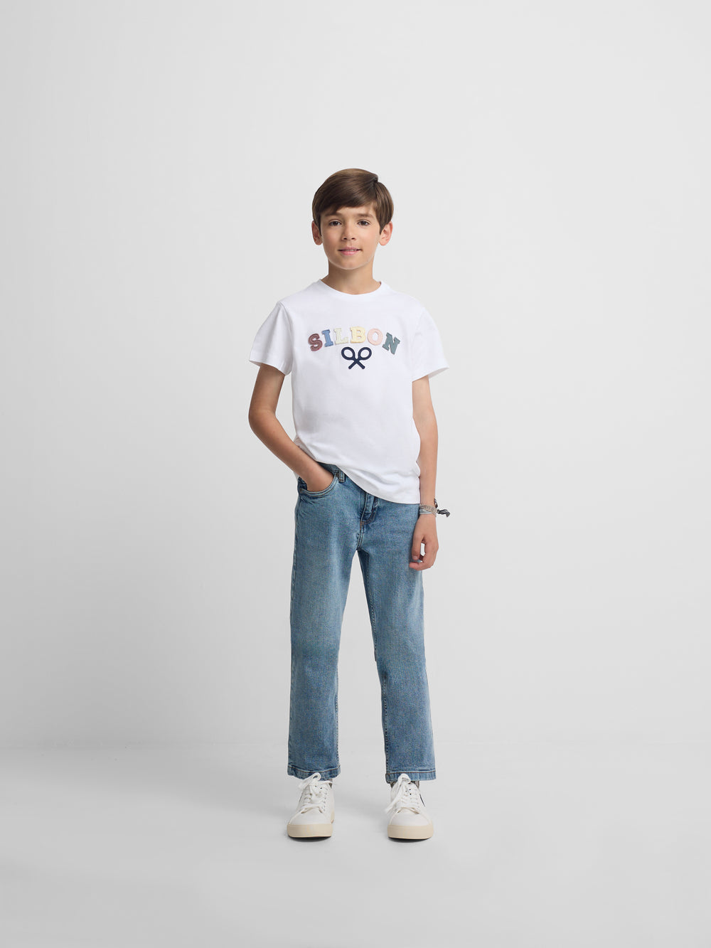 Camisola kids Silbon raquete meia multicolor branco