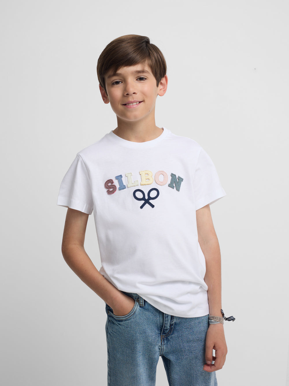 Camisola kids Silbon raquete meia multicolor branco