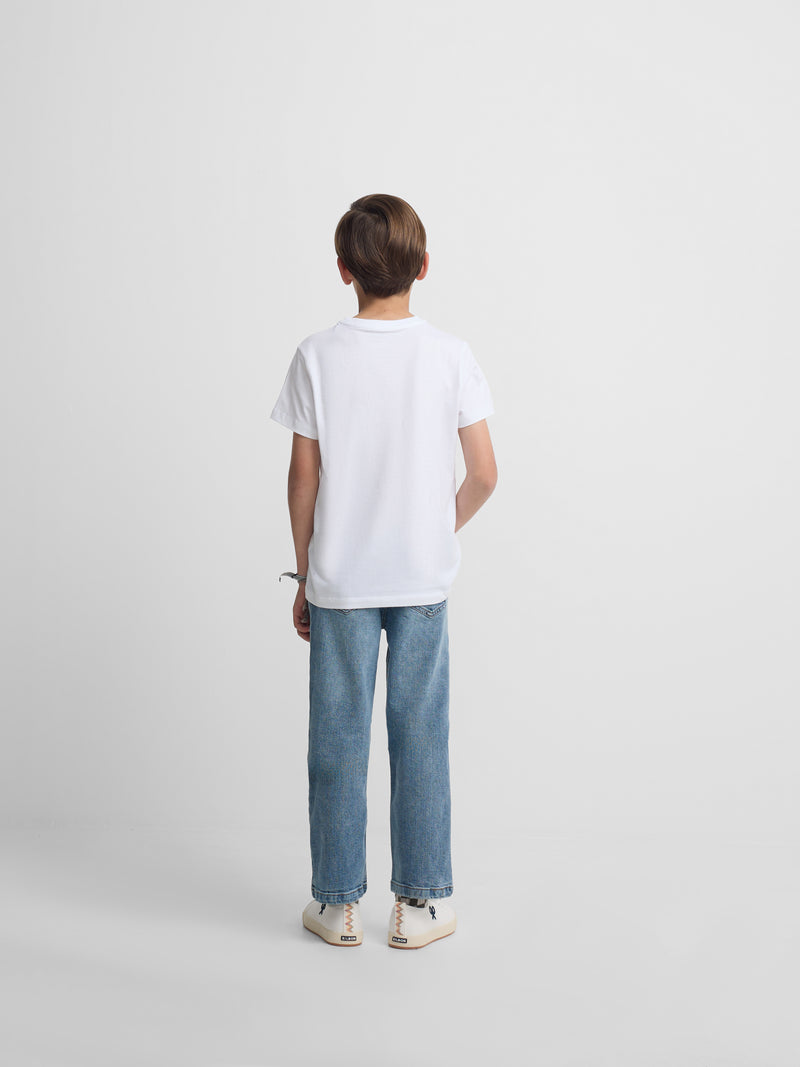 Camiseta kids Silbon raqueta media multicolor blanco