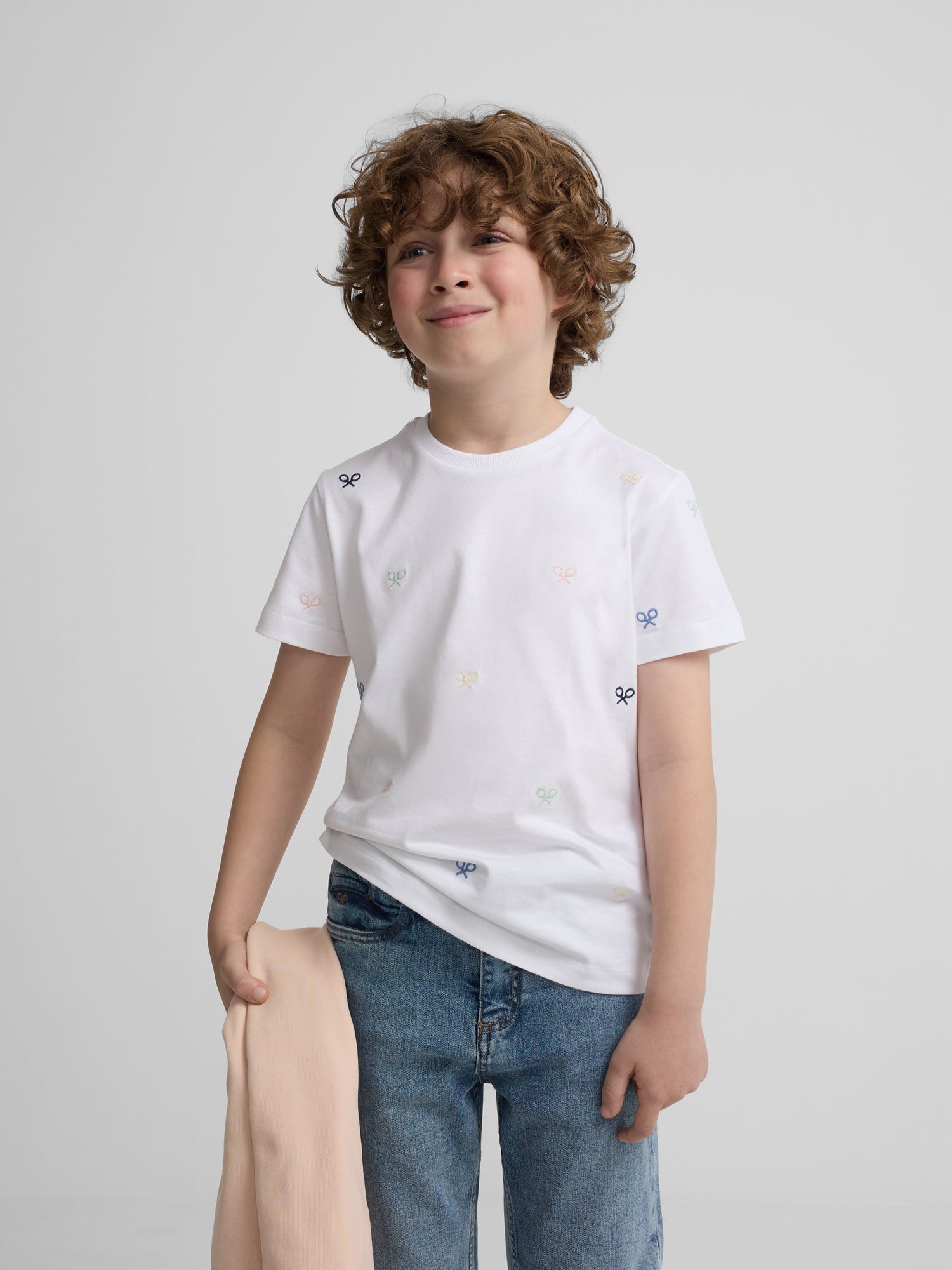 T-shirt enfant multiraquettes couleurs blanc