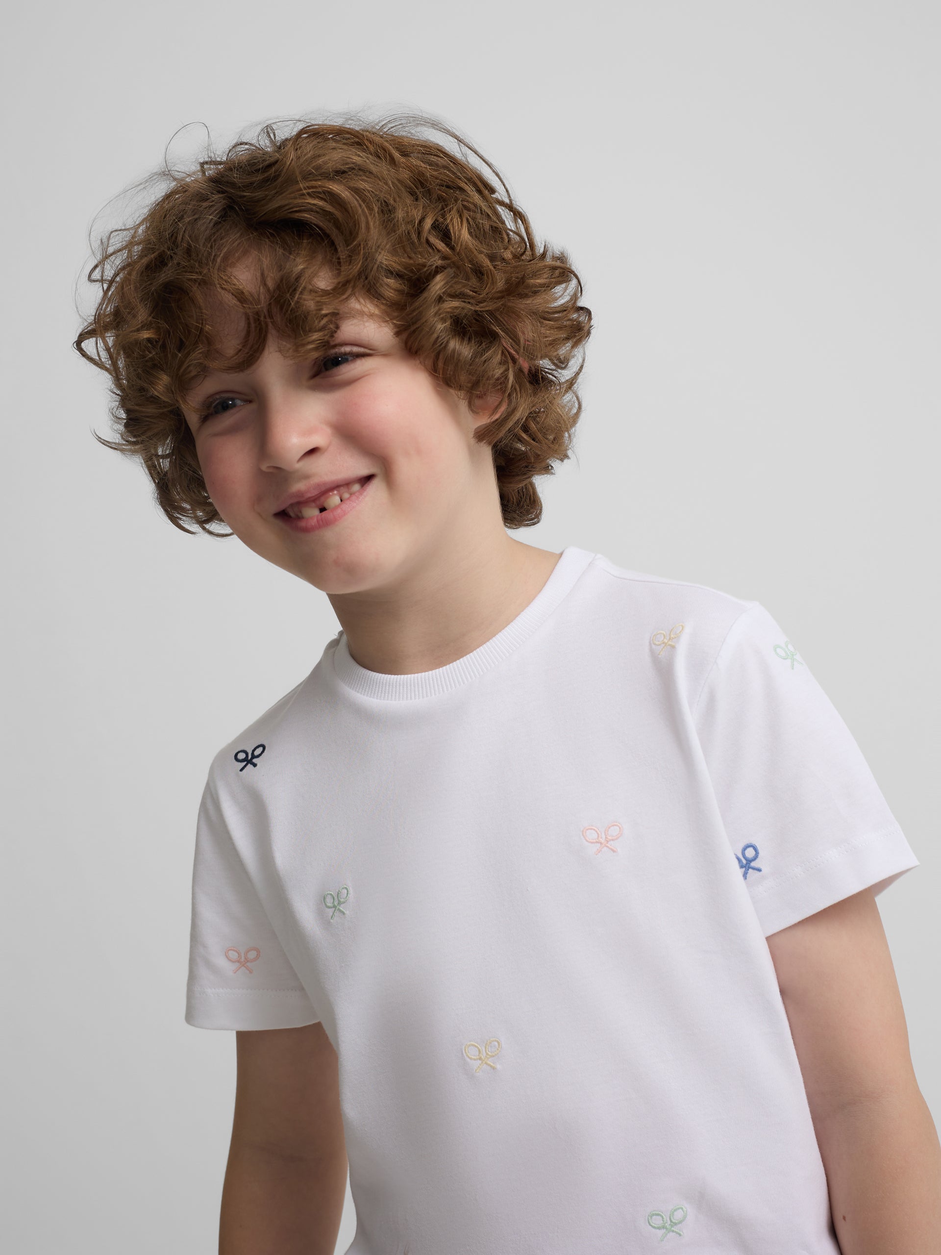 Kids' multi-racket t-shirt white