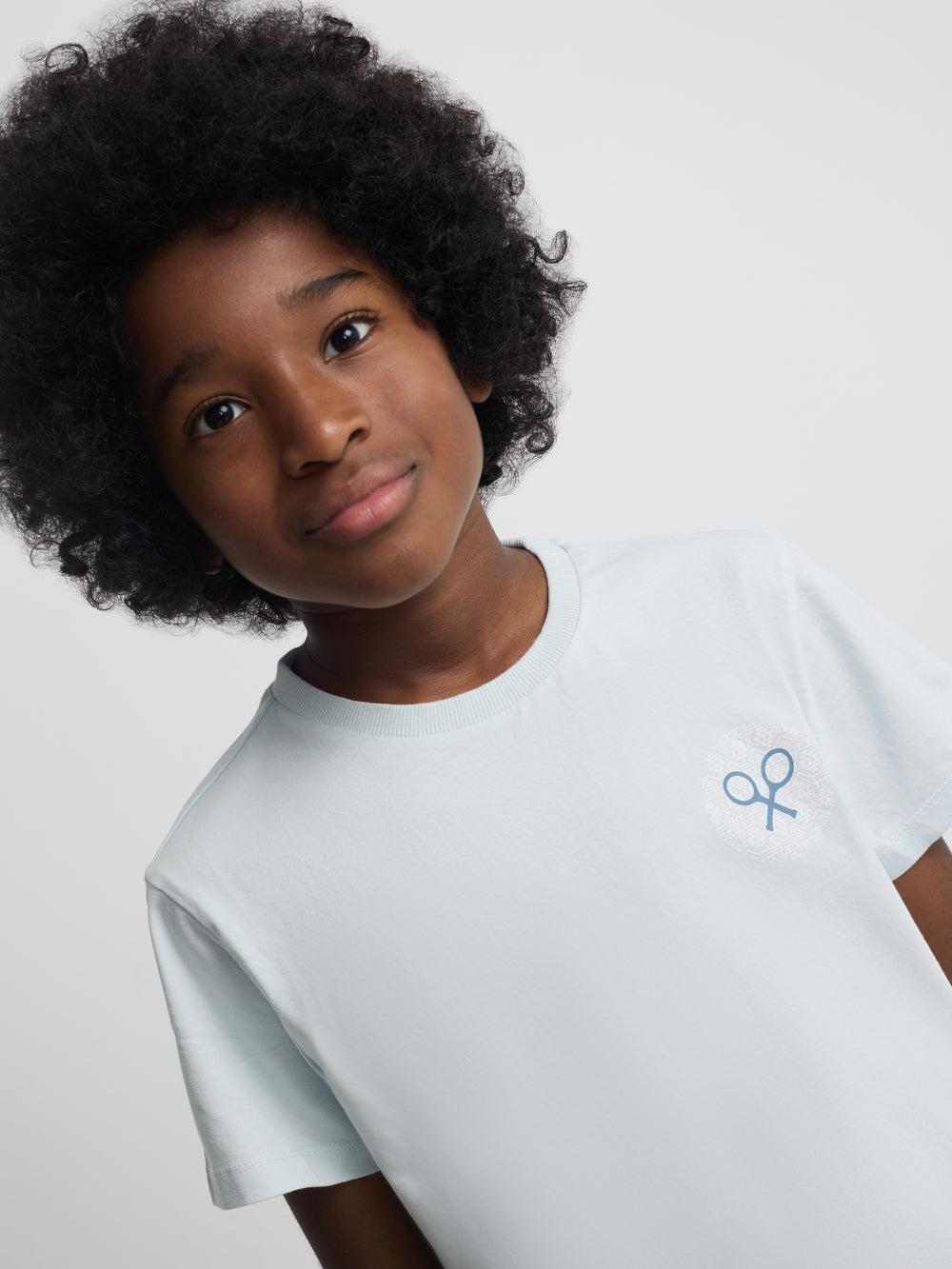 Camiseta kids raqueta etnica azul claro