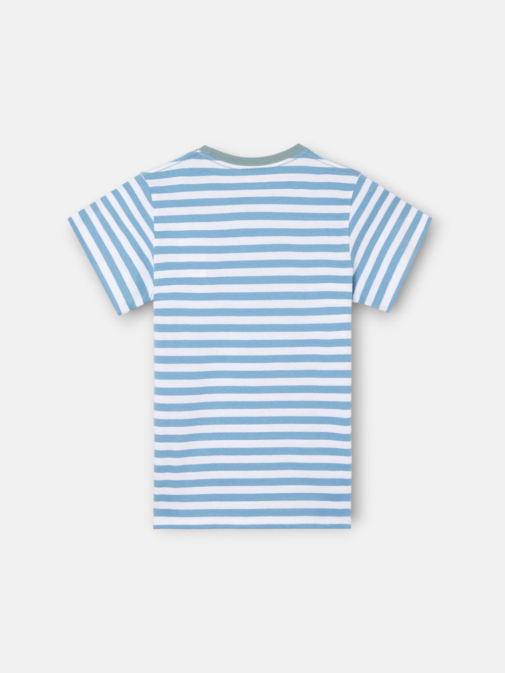 Kids' T-shirt with fine blue striped trim