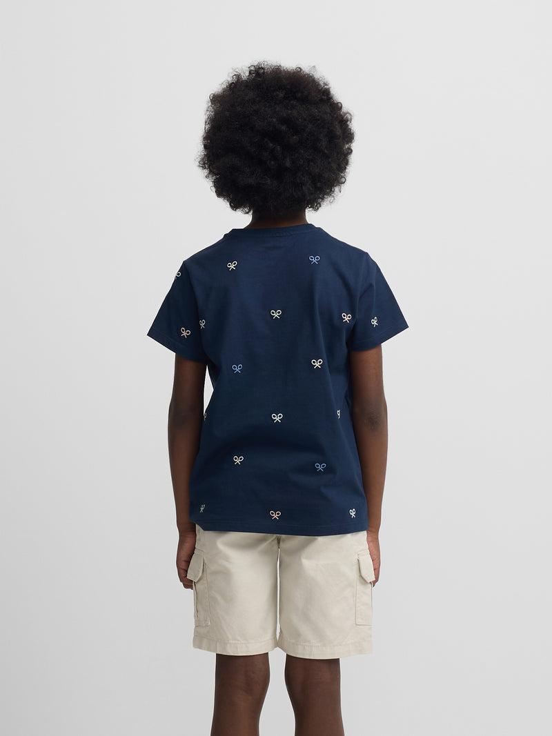 Kids multiracket t-shirt in navy blue colors