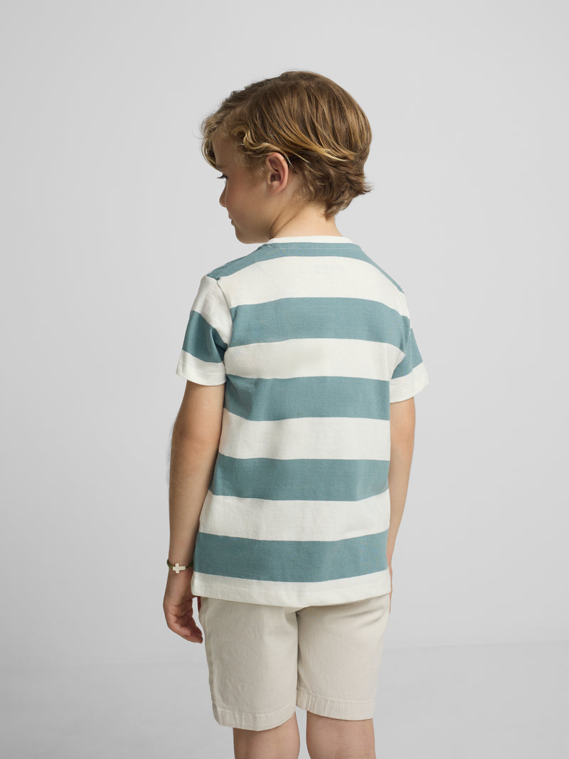 T-shirt enfant rayé vintage vert
