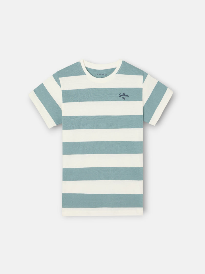 T-shirt enfant rayé vintage vert