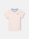 Camiseta kids ribete rayas finas coral