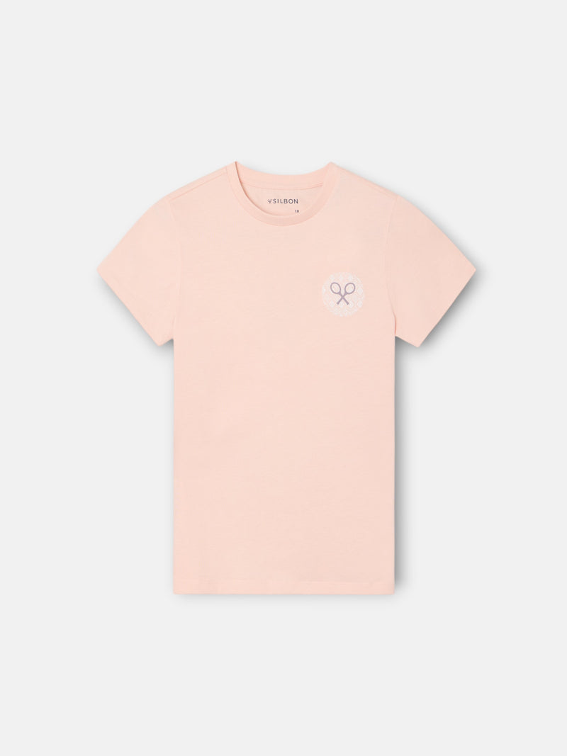 Kids ethnic racket t-shirt coral