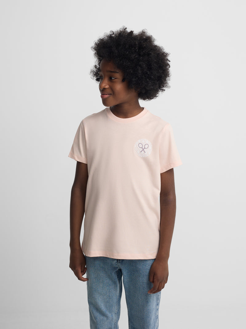 Kids ethnic racket t-shirt coral