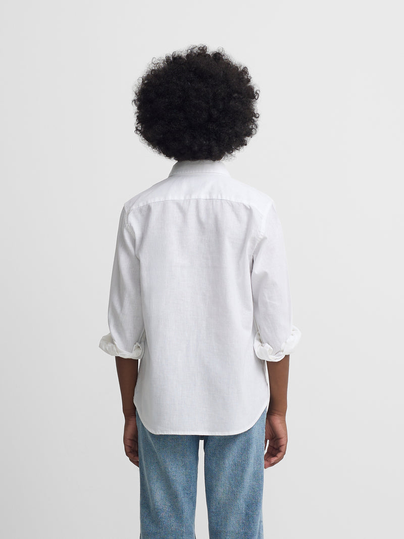Guayabera sport kids lino blanco