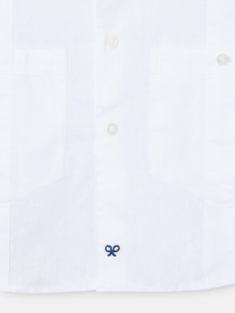 Guayabera sport kids lino blanco