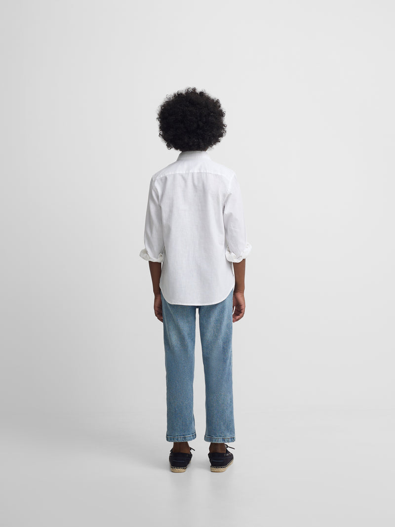 Guayabera sport kids lino blanco
