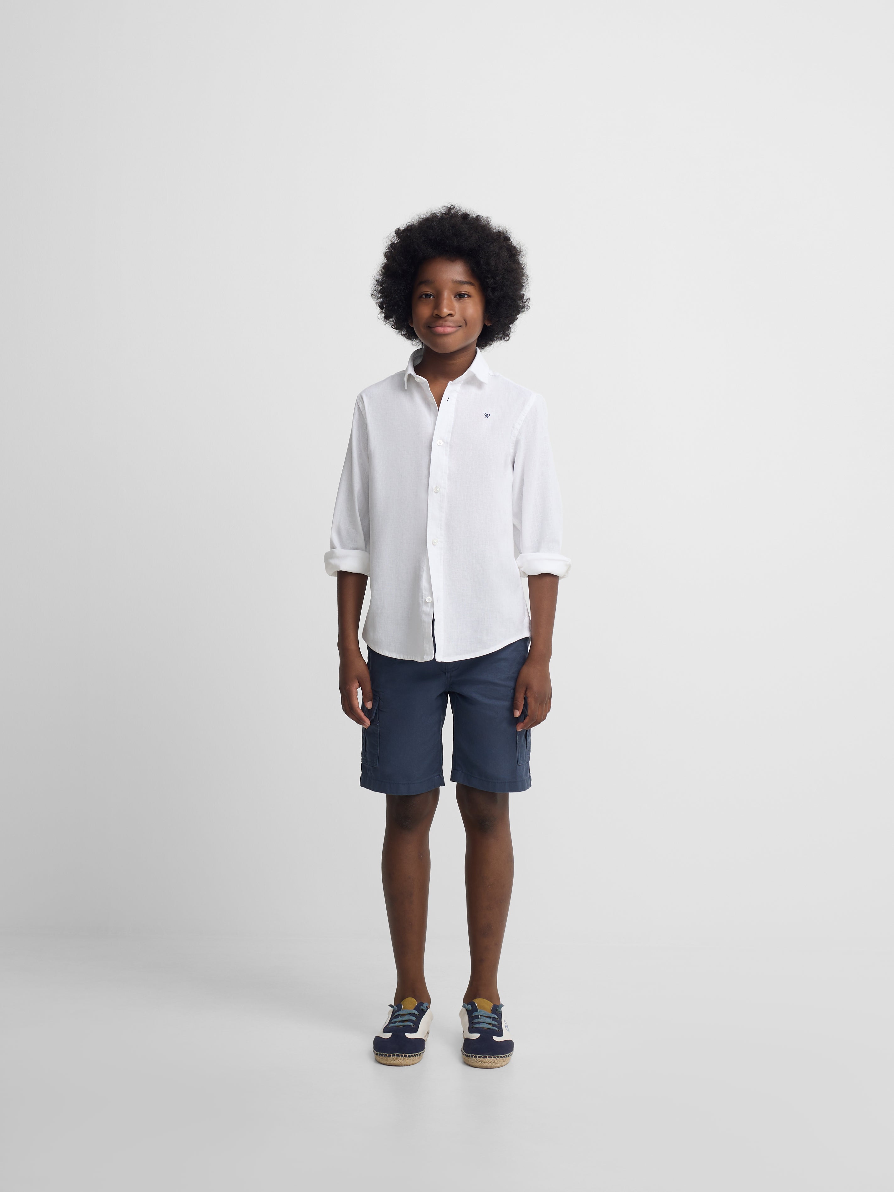 Camisa sport kids lino blanco