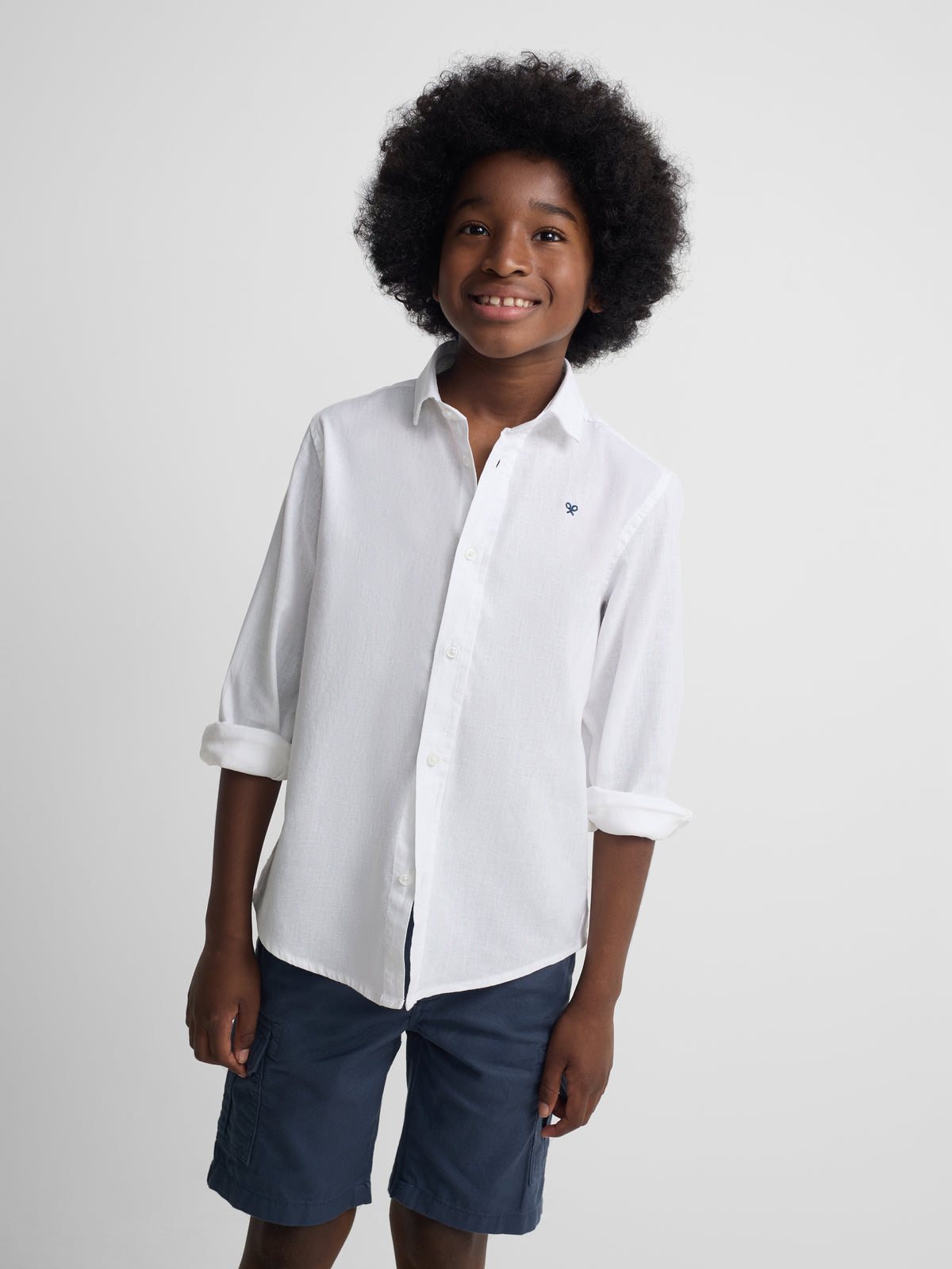 Camisa desportiva criança linho branco