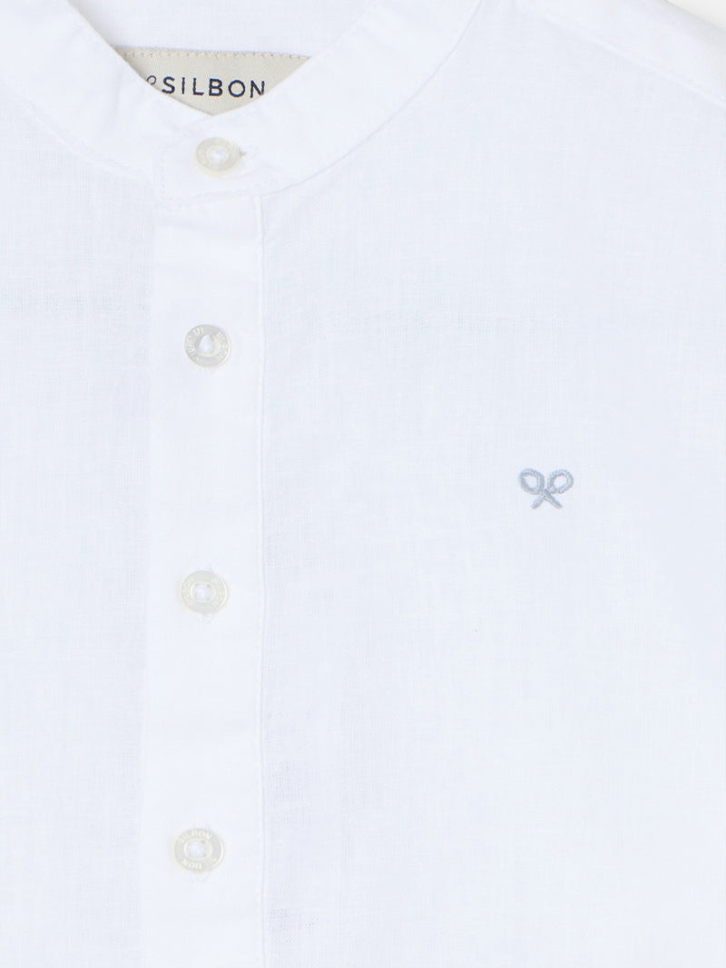 Camisa sport kids lino cuello mao blanco