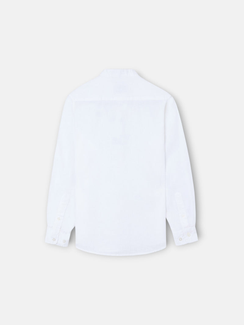 Camisa sport kids lino cuello mao blanco