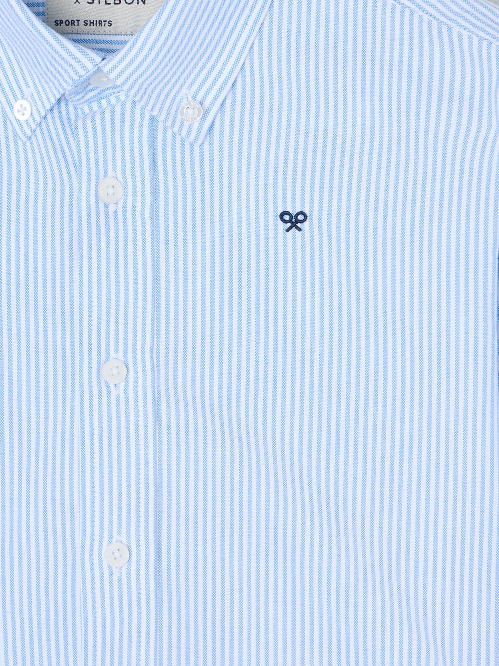 Camisa sport kids rayas oxford azul