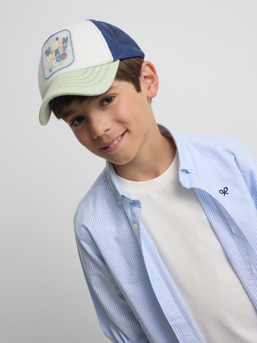 Camisa sport kids rayas oxford azul