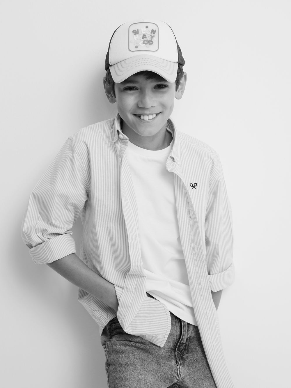 Camisa sport kids rayas oxford azul