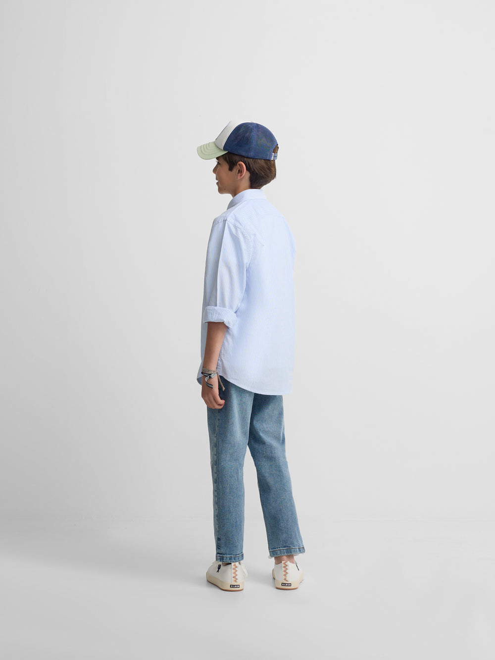 Camisa sport kids rayas oxford azul