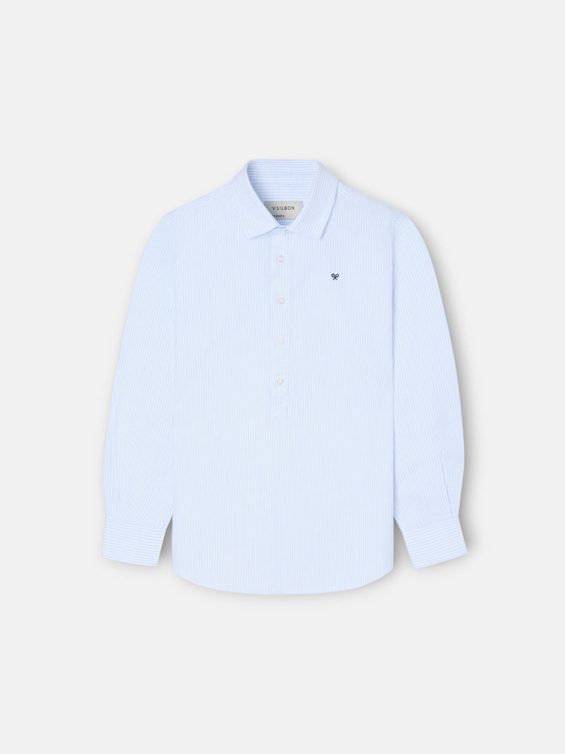 Polo desportivo criança riscas verticais azul
