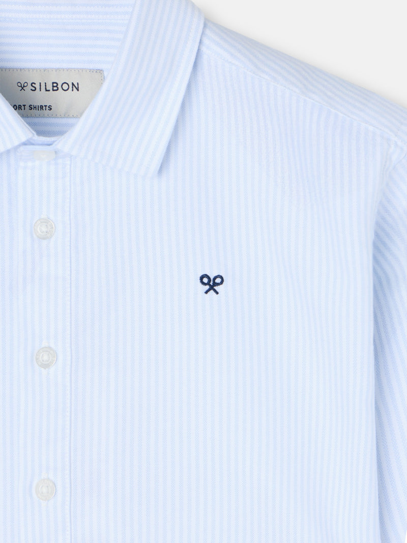 Polo desportivo criança riscas verticais azul
