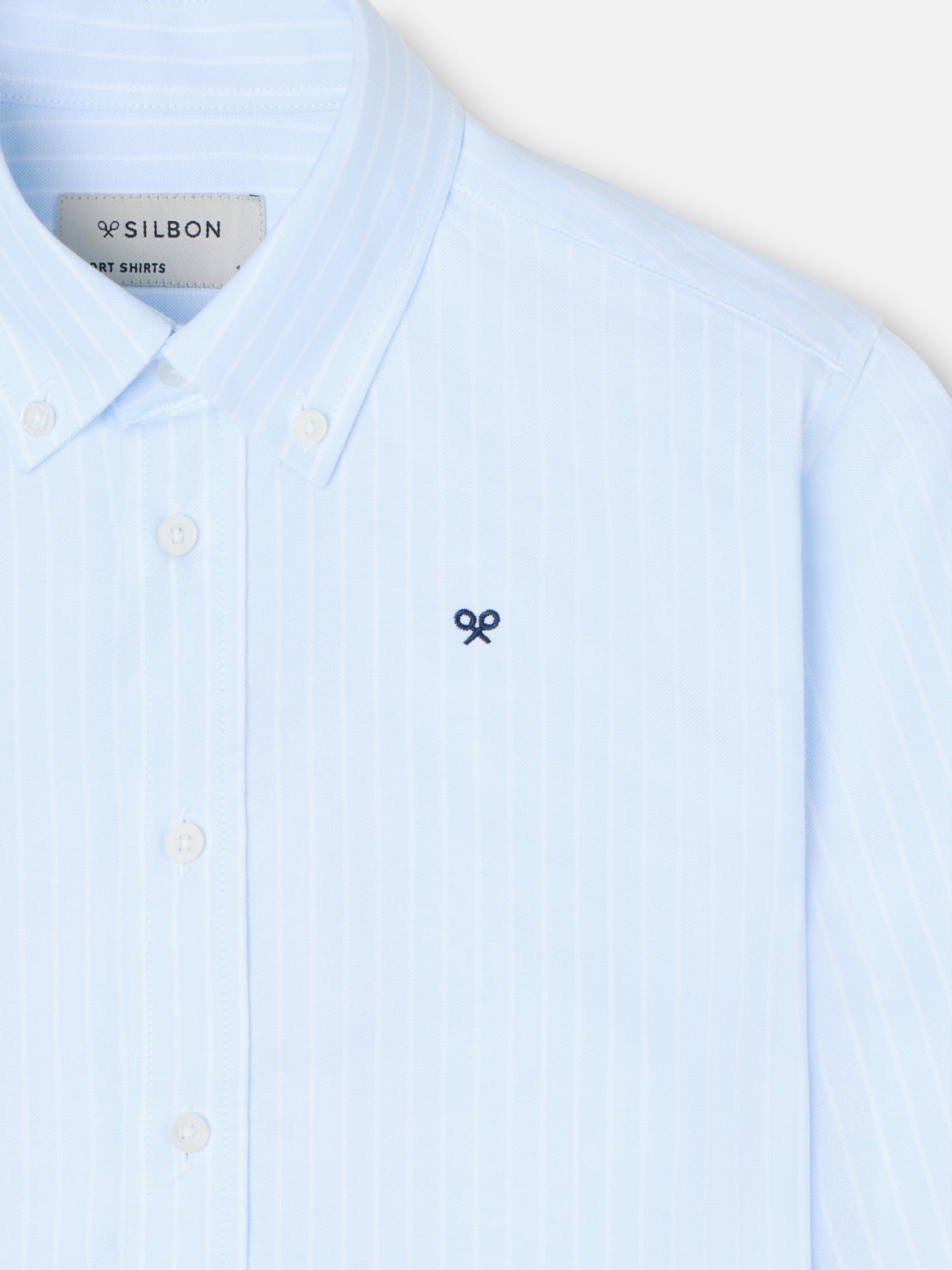 Chemise sport enfant à larges rayures bleu ciel