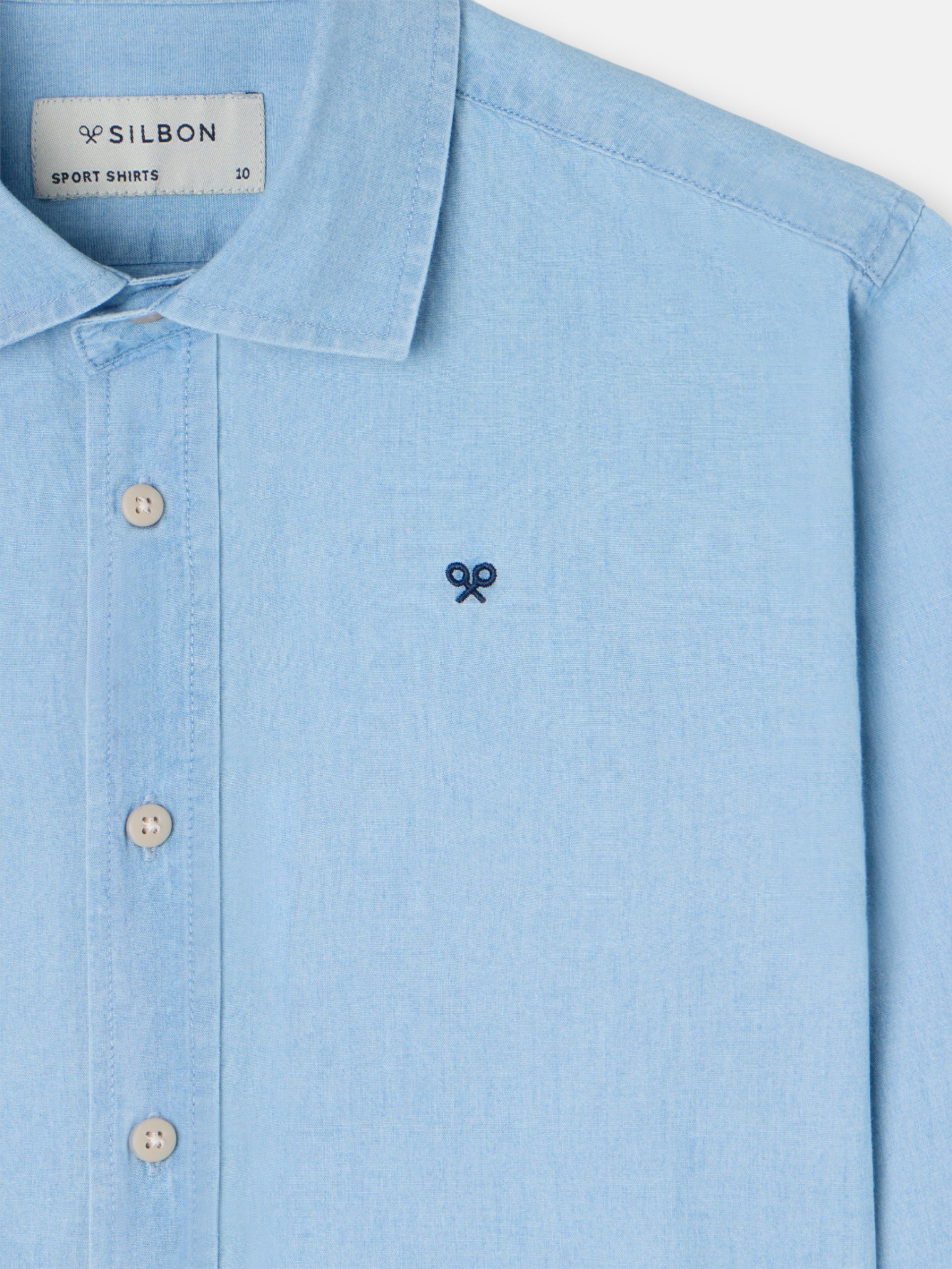 chemise de sport enfant en denim bleu clair