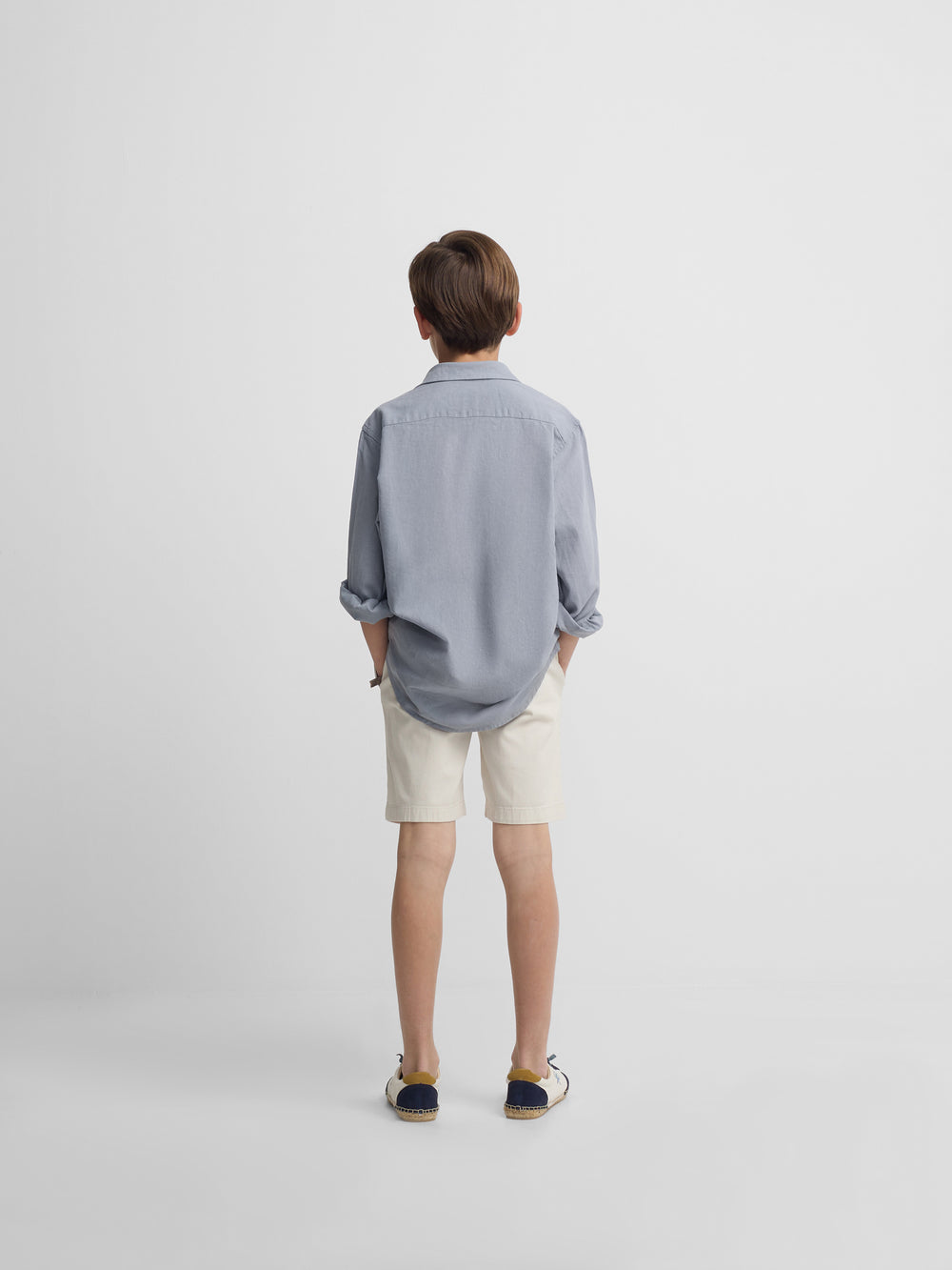 Chemise sport enfant en lin bleu