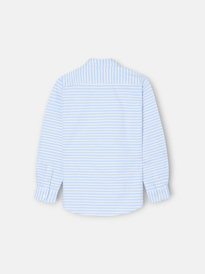 Camisa desportiva criança oxford risca verde azul