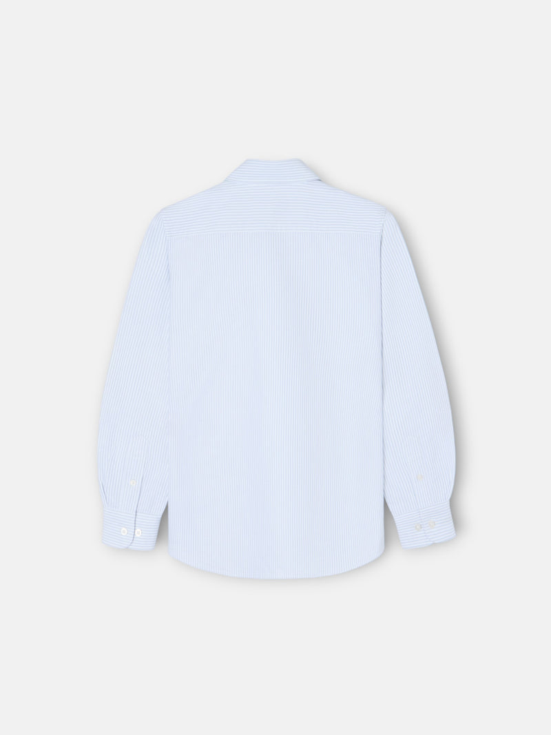 Chemise sport enfant à rayures oxford vertes
