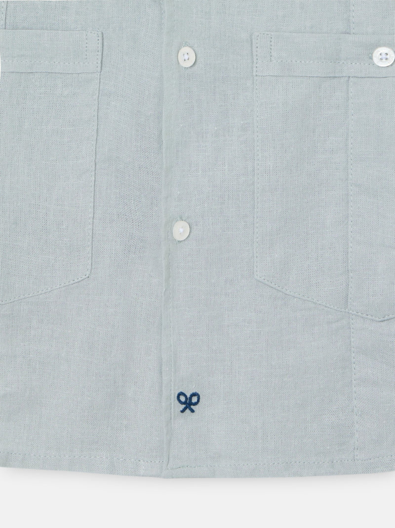 Guayabera sport kids lino verde claro