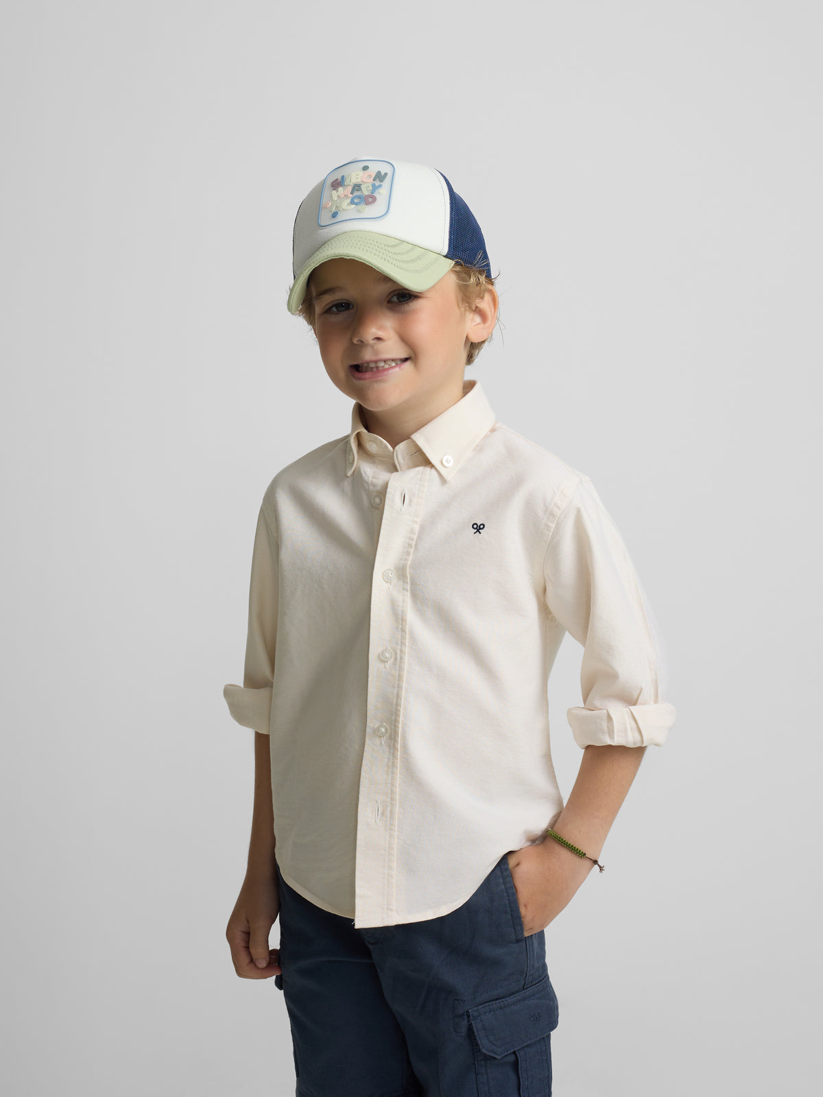 Camisa sport criança oxford amarelo