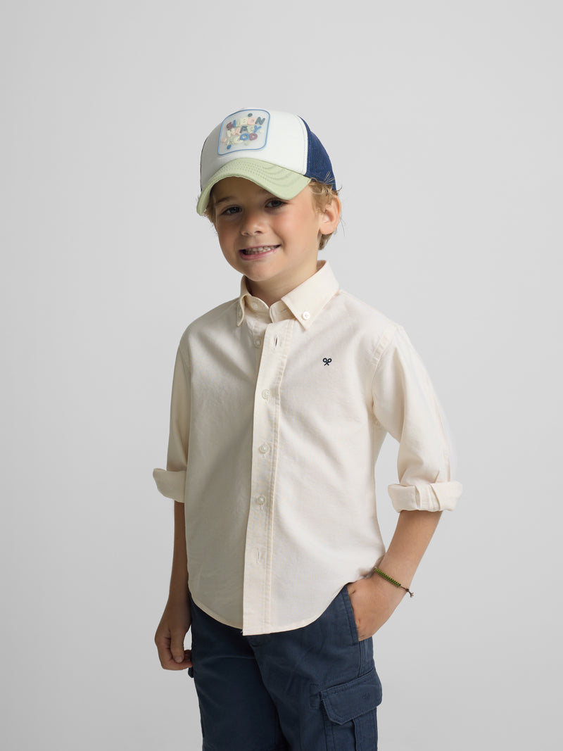 Camisa sport criança oxford amarelo