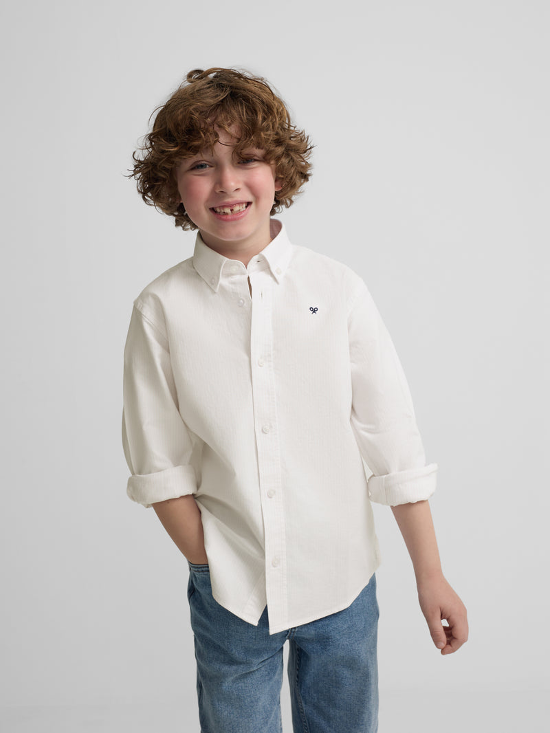 Camisa sport criança riscas oxford amarelo