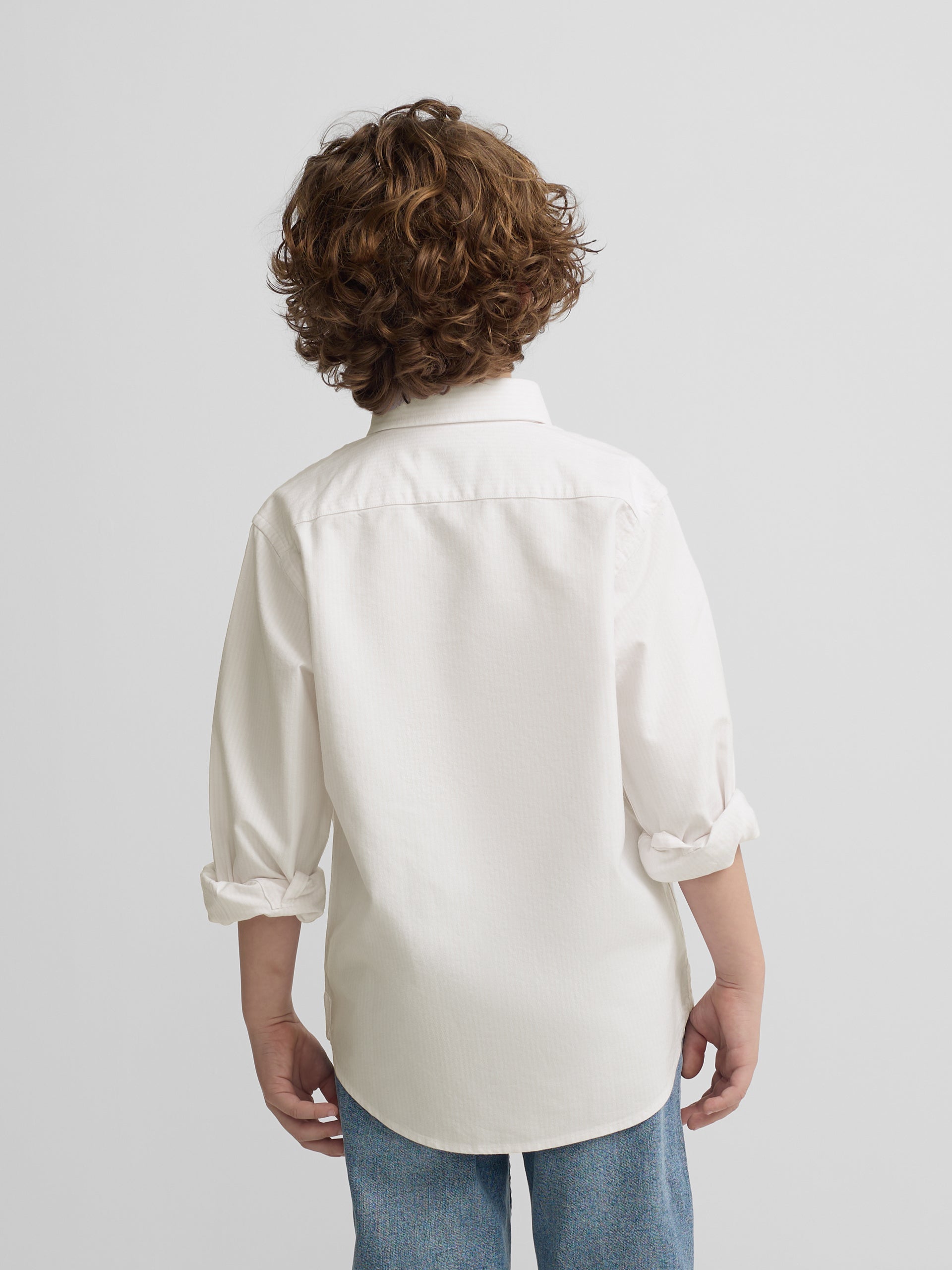 Chemise sport enfant rayée oxford jaune