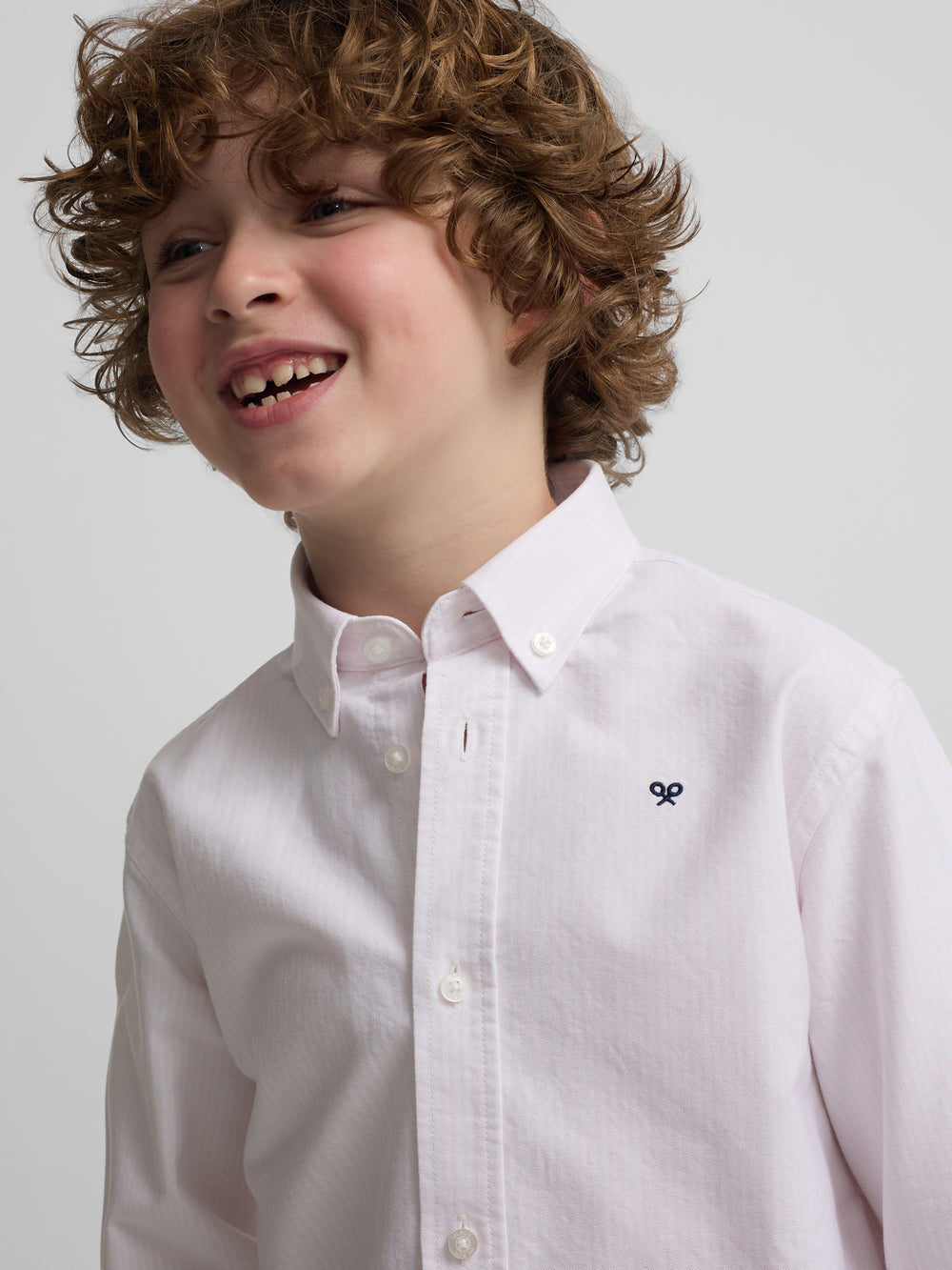 Chemise de sport enfant style Oxford rayée jaune