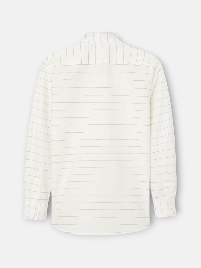Camisa de criança linho risca fina azul