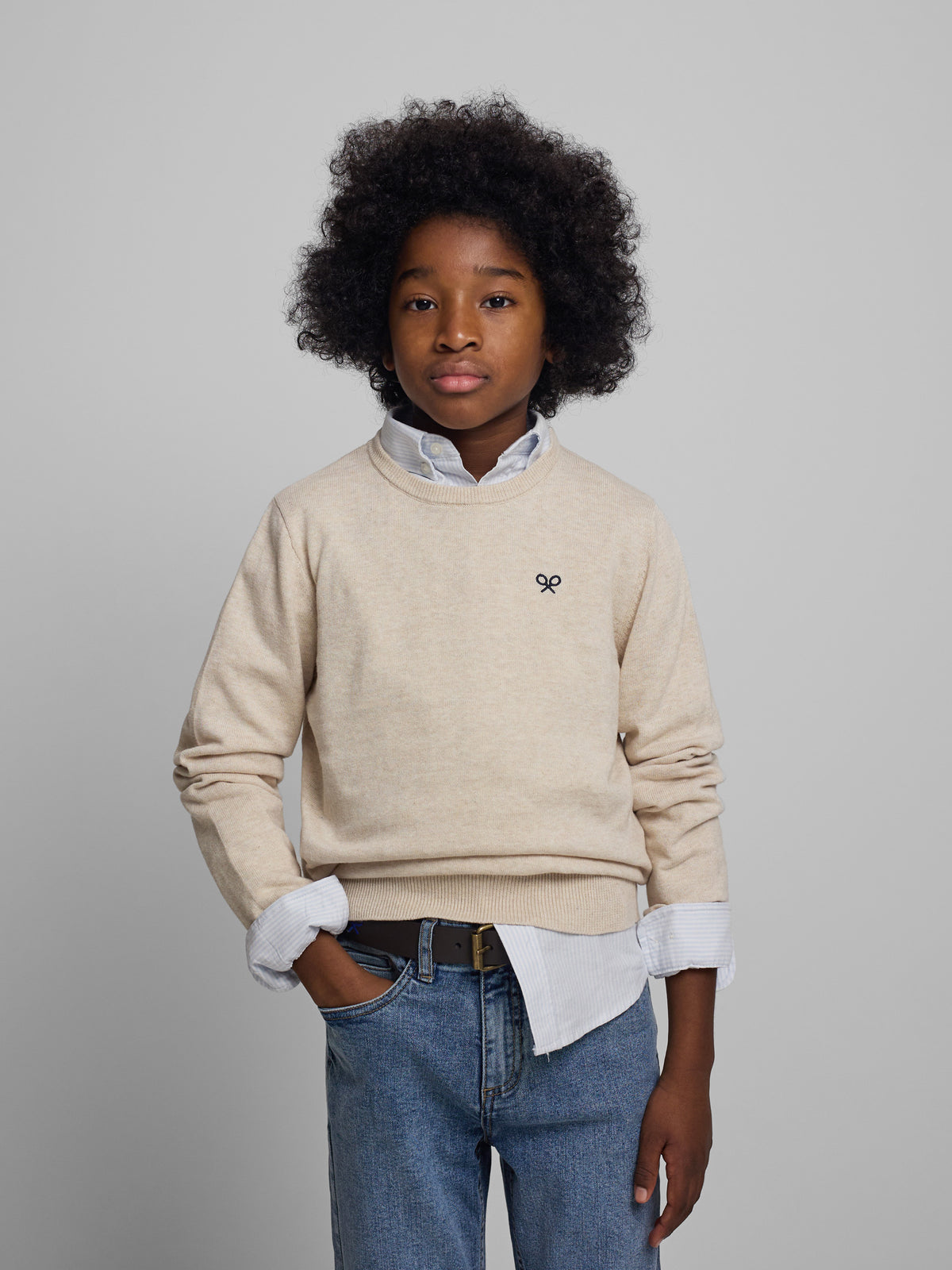 Camisola de malha creme para crianças