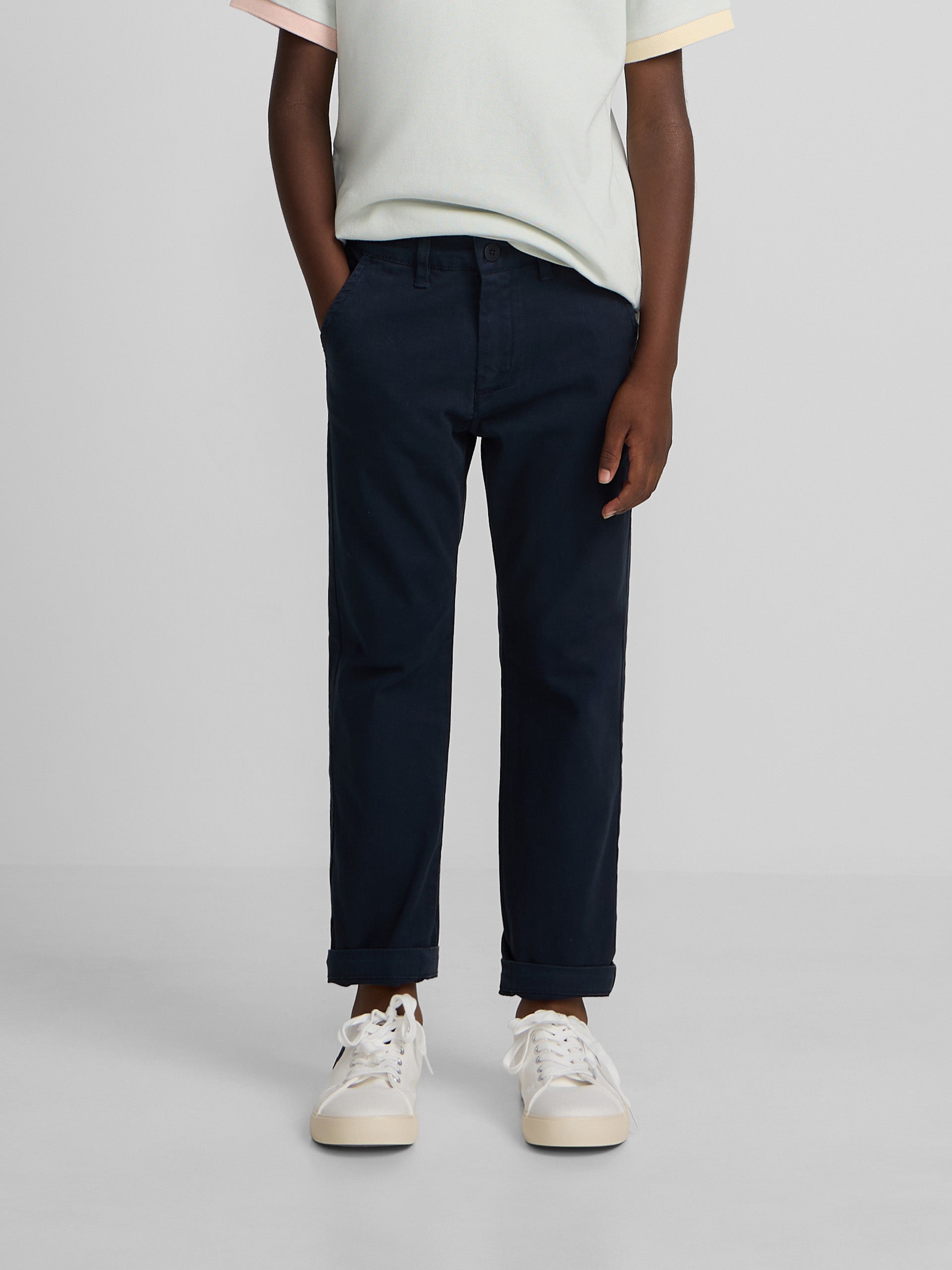 Kids' navy blue chino sport trousers