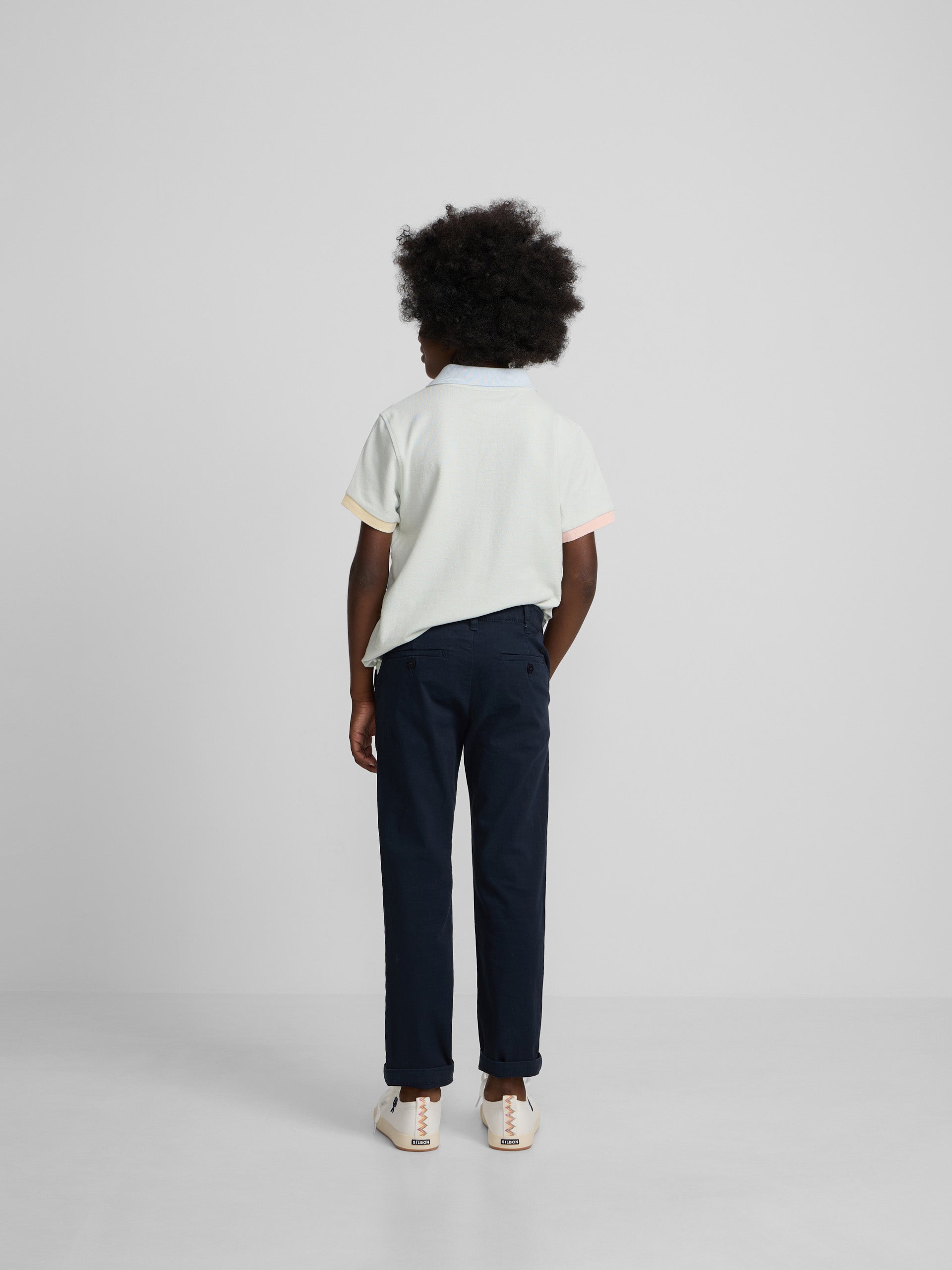 Kids' navy blue chino sport trousers